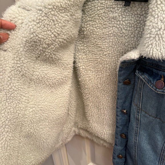 Joujou Jacket - Denim Blue Jeans Jacket Sherpa Lined - Size XL - Picture 3 of 6